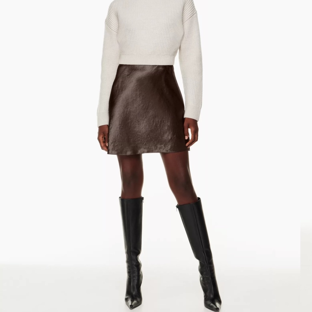 Aritzia Babaton Mini Skirt in Dark Brown